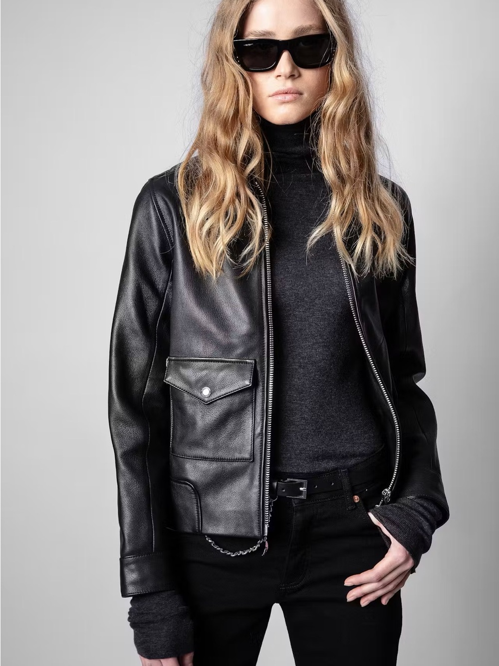 Zadig & Voltaire Leather Jacket Lazy - Size Fr 42/US 10